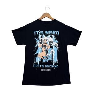 Vtg Foureyes X Ahhgela Mens It's Neko Or It's Anime Wafu Hentai Black T Shirt M